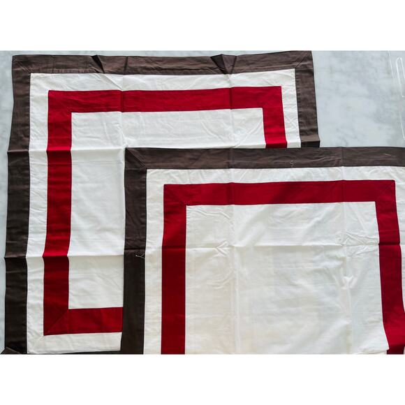 Restoration Hardware Euro Sham Brown Red Hotel Stripe Border 30" Italy Cotton - Picture 1 of 7